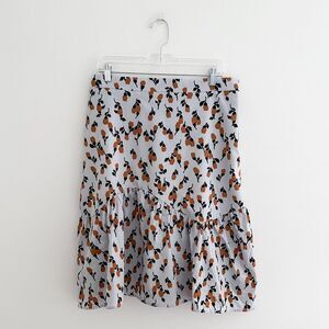 Code X Mode Cotton Floral Skirt Blue Black Amber With Ruffle Flounce Size Large